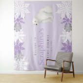 Lila Polar Bear Baby Dusche Hintergrund Wandteppich (Beispiel)