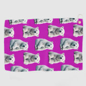 Lila Polarbär-Musterdesign Golfhandtuch (Horizontal)