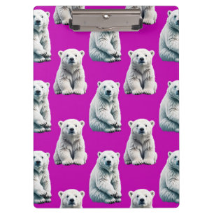 Lila Polarbär-Musterdesign Klemmbrett