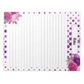 Lila Polka-Dosen (florale Polka) Notizblock (Vorderseite)