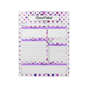 Lila Polka-Dosen für Flora _ Klinischer Patient Notizblock