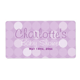 Lila Polka Dot Baby Dusche Wasserflaschen Etikette