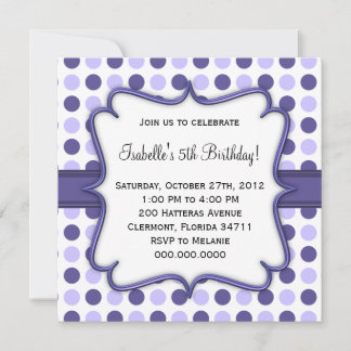 Lila Polka Dot Birthday Einladung