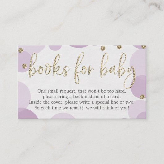 Lila Polka Dot Book Request Baby Dusche Einladung (Vorderseite)