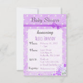 Lila Polka Dot Bow Girl Baby Shower Einladungen (Vorderseite)
