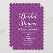 Lila Polka Dot BRIDAL SHOWER Einladung (Vorne/Hinten)