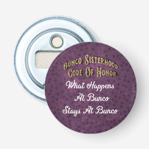 Lila Polka Dot Bunco Sisterhood Funny Code Flaschenöffner