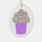 Lila Polka Dot Cupcake Keramikornament (Rechts)