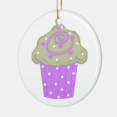 Lila Polka Dot Cupcake Keramikornament (Links)