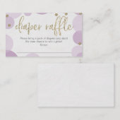 Lila Polka Dot Diaper Raffle Baby Duschkarte Begleitkarte (Vorne/Hinten)