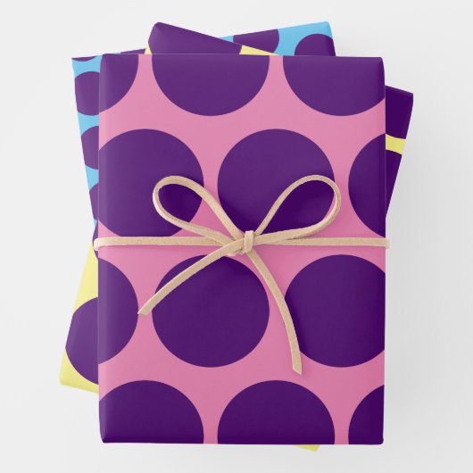 Lila Polka Dot Fun Art Wrap Kunsthandwerkpapier Geschenkpapier Set (Beispiel)