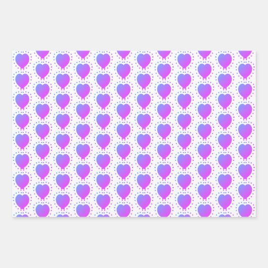Lila Polka Dot Heart Abstrakter Besondere Anlass Geschenkpapier Set (Vorderseite 3)