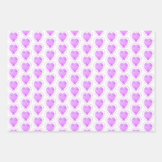 Lila Polka Dot Heart Abstrakter Besondere Anlass Geschenkpapier Set (Vorderseite 2)