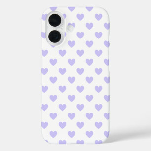 Lila Polka Dot Hearts iPhone 16 Hülle