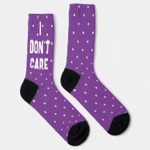 Lila Polka Dot "I Don't care" Funny Socks