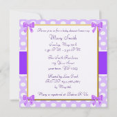 Lila Polka Dot Kinderdusche Einladung (Rückseite)