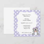Lila Polka Dot Koala Bär Einladung (Vorne/Hinten)