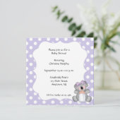 Lila Polka Dot Koala Bär Einladung (Stehend Vorderseite)