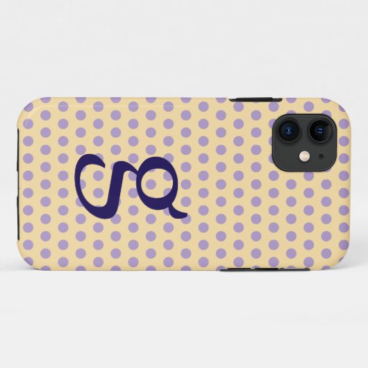 Lila Polka Dot Monogram iPhone Case (Rückseite (Horizontal))