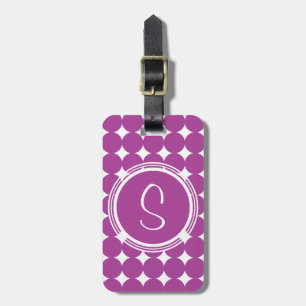 Lila Polka Dot Monogramm Gepäckanhänger