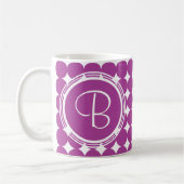 Lila Polka Dot Monogramm Kaffeetasse (Links)