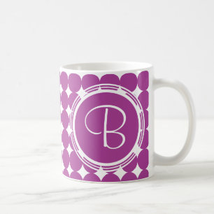 Lila Polka Dot Monogramm Kaffeetasse