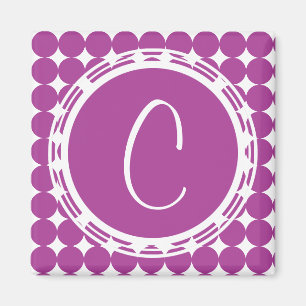 Lila Polka Dot Monogramm Magnet