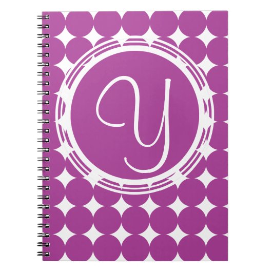 Lila Polka Dot Monogramm Notizblock (Vorderseite)
