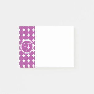 Lila Polka Dot Monogramm Post-it Klebezettel