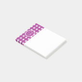 Lila Polka Dot Monogramm Post-it Klebezettel (angewinkelt)