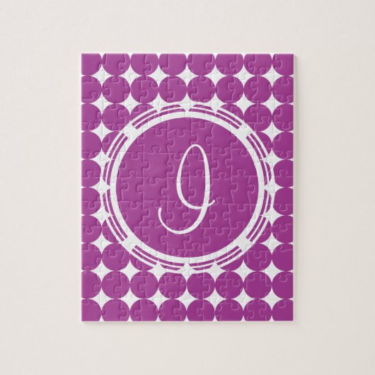 Lila Polka Dot Monogramm Puzzle (Vertikal)