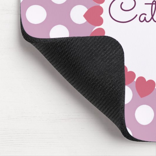 Lila Polka Dot Name in Herz Niedlich Mousepad (Ecke)