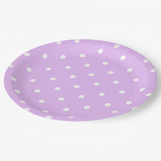 Lila Polka Dot Paper Plate Pappteller (Schrägansicht)
