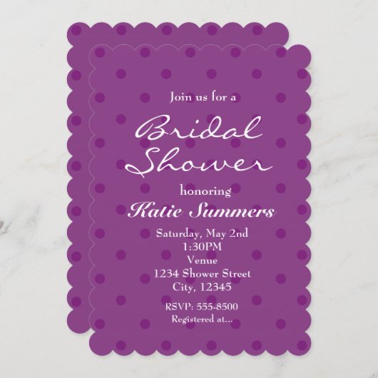 Lila Polka Dot Party JEDE EREIGNIS Einladung (Vorne/Hinten)