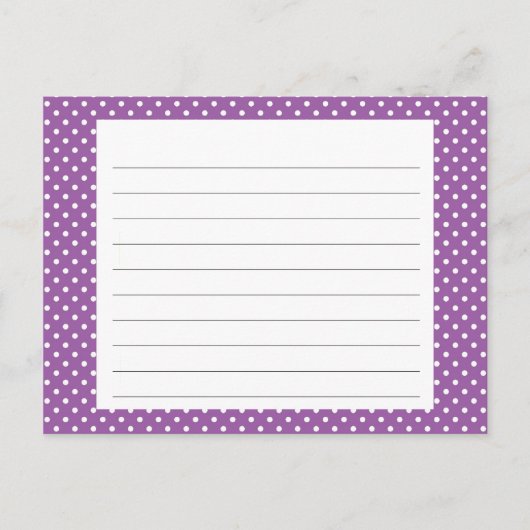 Lila Polka Dot Rezept Card Postkarte (Vorderseite)