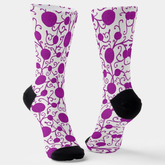 Lila Polka Dot Scrolly Art Sounds Socken (Gewinkelt)