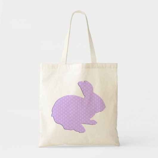 Lila Polka Dot Silhouette Ostern Bunny Toag Tragetasche (Vorne)