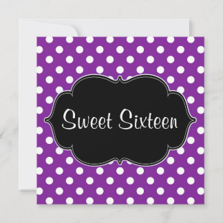 Lila Polka Dot Sweet 16 Geburtstagsparty Einladung
