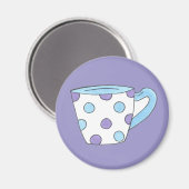 Lila Polka Dot Tea Cup Teacup Magnet (Vorderseite/Rückseite)
