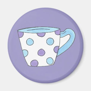 Lila Polka Dot Tea Cup Teacup Magnet