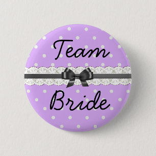 Lila Polka Dot Team Bride Junggeselinnen-Abschied Button