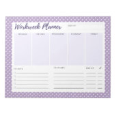 Lila Polka Dot Workweek Planer Notepad Notizblock (Vorderseite)