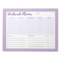 Lila Polka Dot Workweek Planer Notepad