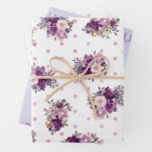 Lila Polka Dots Blume und Muttersprache Kunst Geschenkpapier Set (Beispiel)