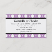 Lila Polka Dots Business Cards Telefonnummerkarte (Rückseite)