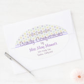 Lila Polka Dots Candy Label Ovaler Aufkleber (Umschlag)