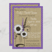 Lila Polka Dots Jar und Blume Brautparty Einladung (Vorne/Hinten)