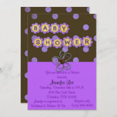 Lila Polka Dots Kinderdusche Einladung (Vorne/Hinten)