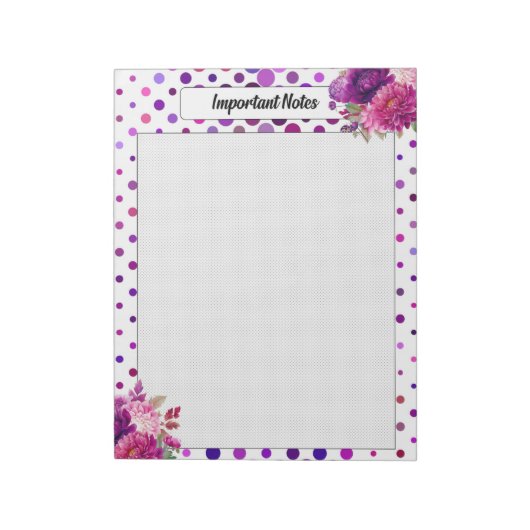 Lila Polka-Dots Notizblock (Rotiert)