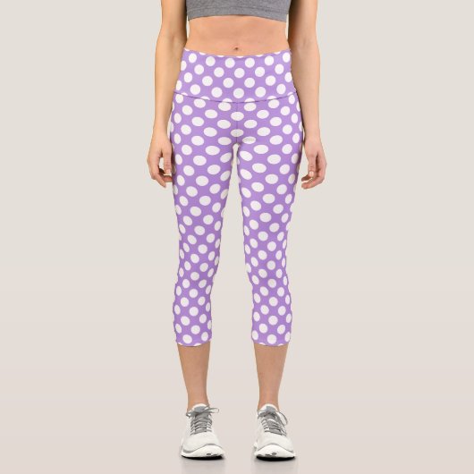 Lila Polka Dots, Polka Dot Pattern, Dots, Dotter Capri Leggings (Vorderseite)